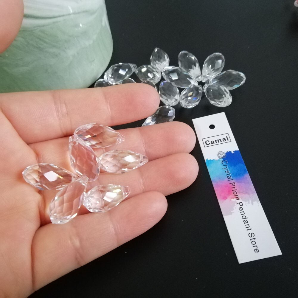 Camal 30Pcs 20X10Mm Clear Teardrop Water Crystal Hanger Prism Facet Losse Kraal Opknoping Craft Deel wedding Party Diy
