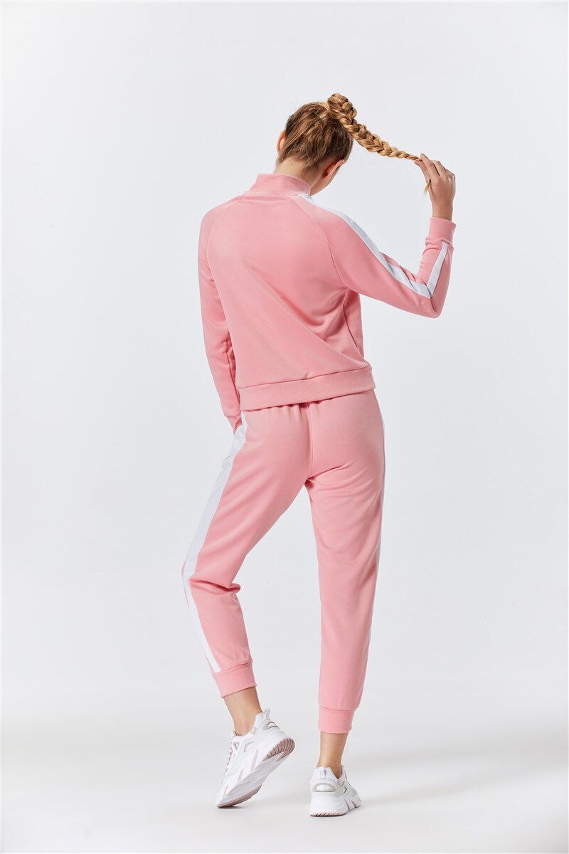 Raibaallu gestreepte effen pakset dames trainingspak 2- delig sportoutfit joggingsweatshirt fitness lounge sportkleding
