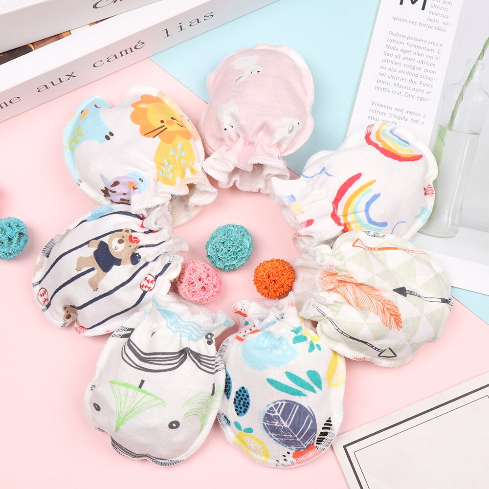 1 par ren bomull baby anti ripe hansker myke komfortable nyfødte hansker beskyttelse ansikt baby votter spedbarn tilbehør