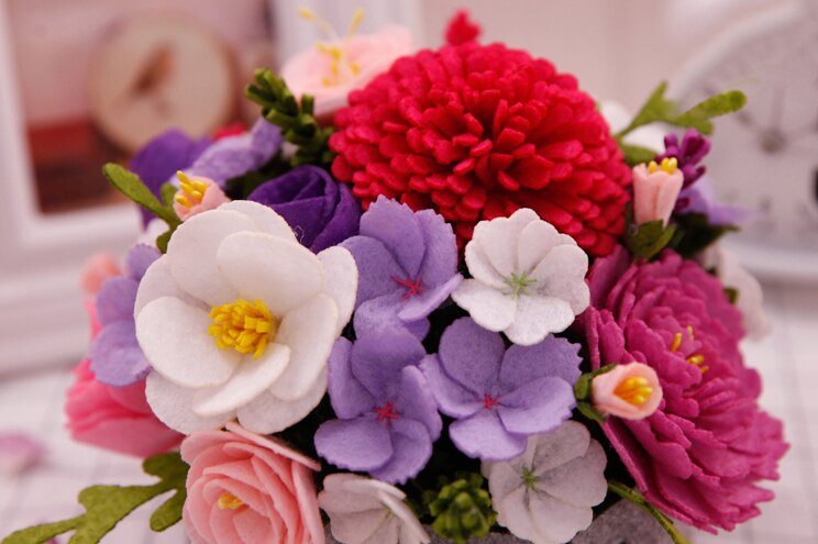 DIY Artificial Flowers Women Handmade Living Room Bouquet Decoration Felt Flowers for Home Garden Decor Felt DIY Package