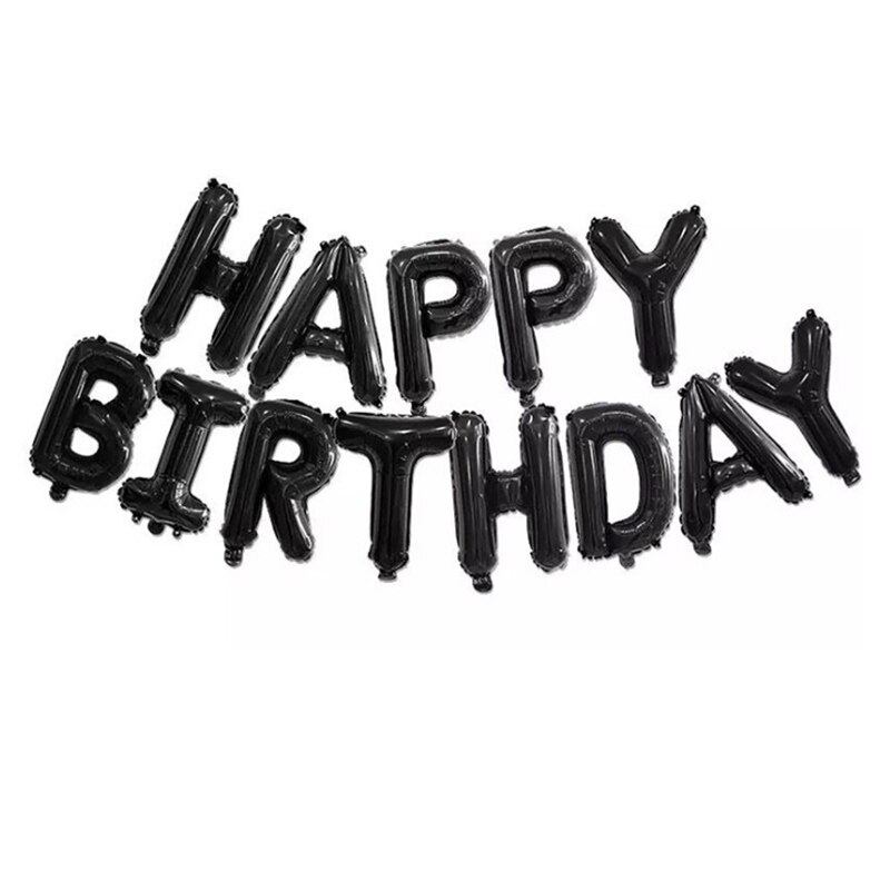 Birthday Party Decorations Kids Baby Adult HAPPY BIRTHDAY Balloons Decoration Aluminium Film Balloons for Birthday: Blcak