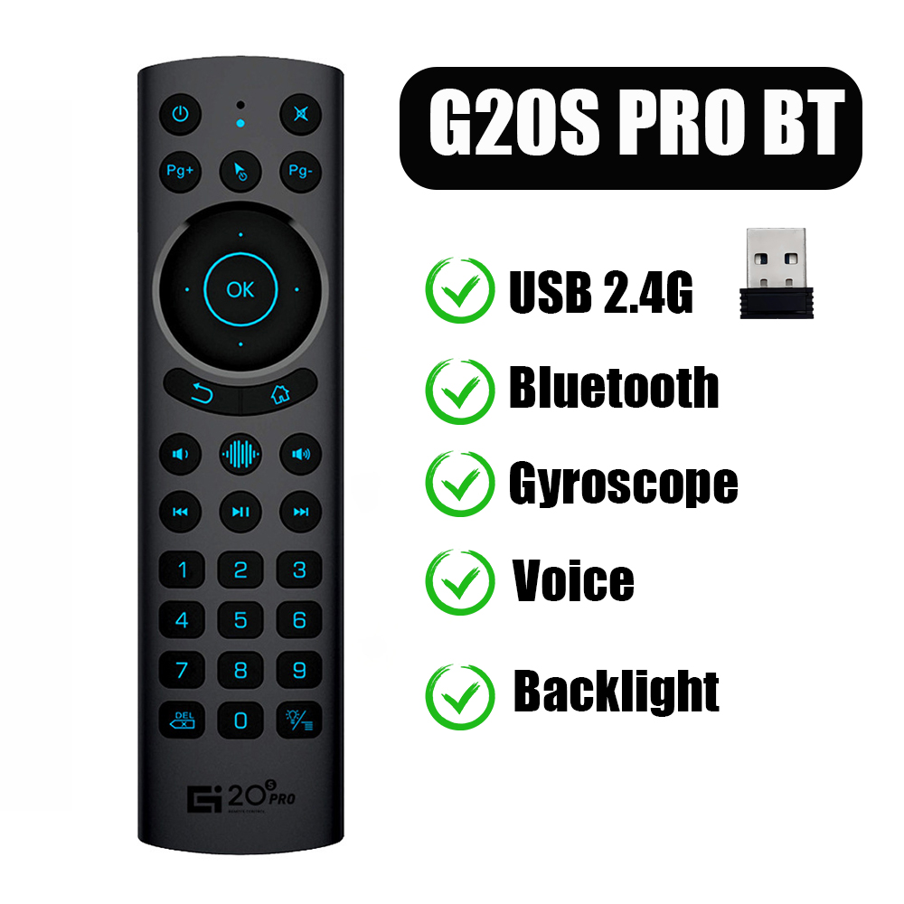 G20S Pro Voice Remote Control 2.4G Wireless Bluetooth Air Mouse G20 BT Microphone Gyroscope IR Learning for Android Tv Box: black