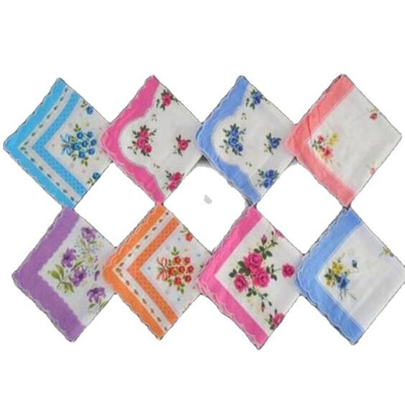 Mouchoir en dentelle Vintage blanc pour femmes, 10 pièces/lot, fleurs en coton imprimées, pour femmes, hommes et enfants, serviettes carrées pour le visage, de mariage