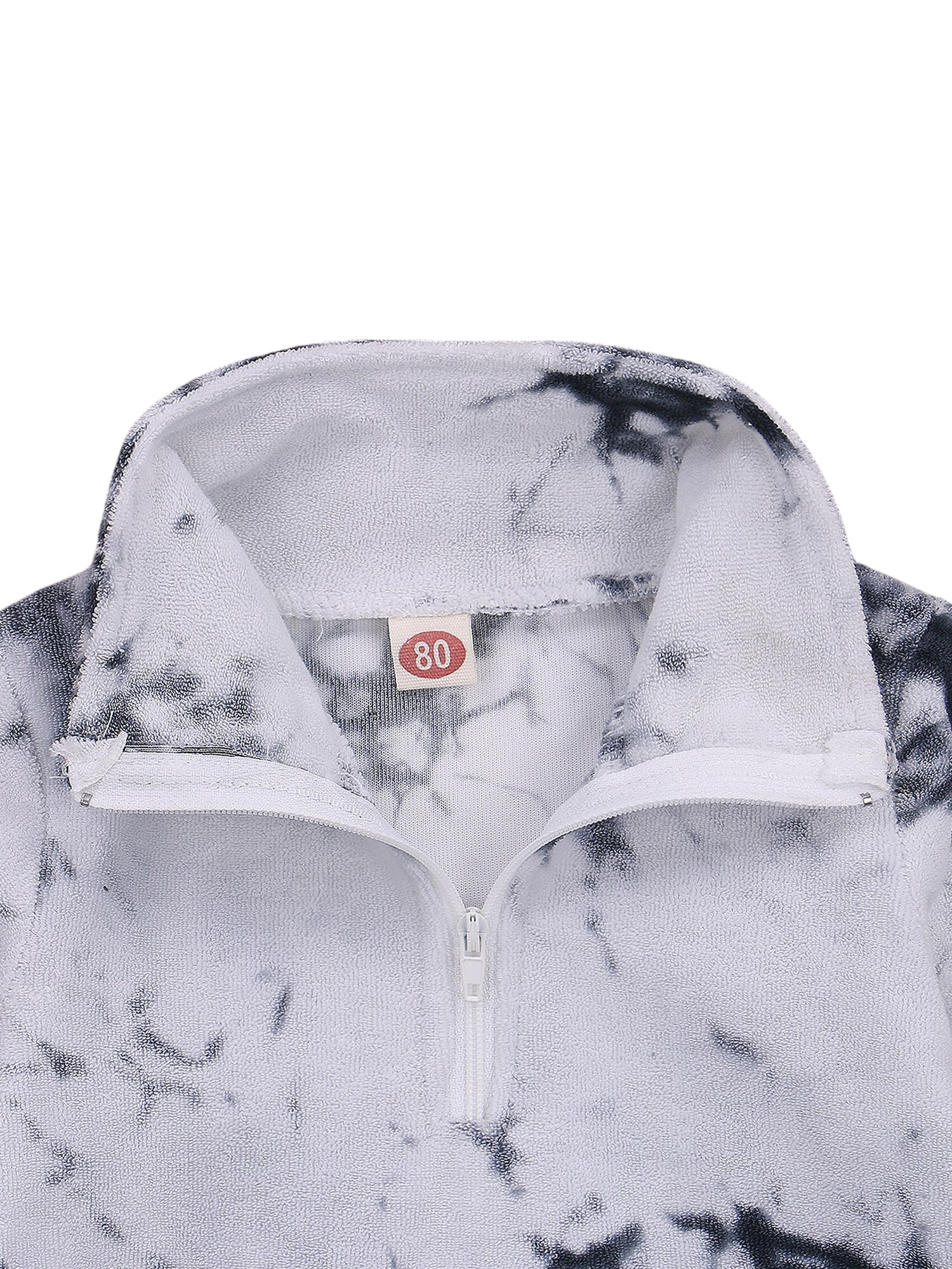 Baby Kid Jongens Meisjes Fleece Tie Dye Bovenkleding, Rits Hoge Hals Sweatshirts