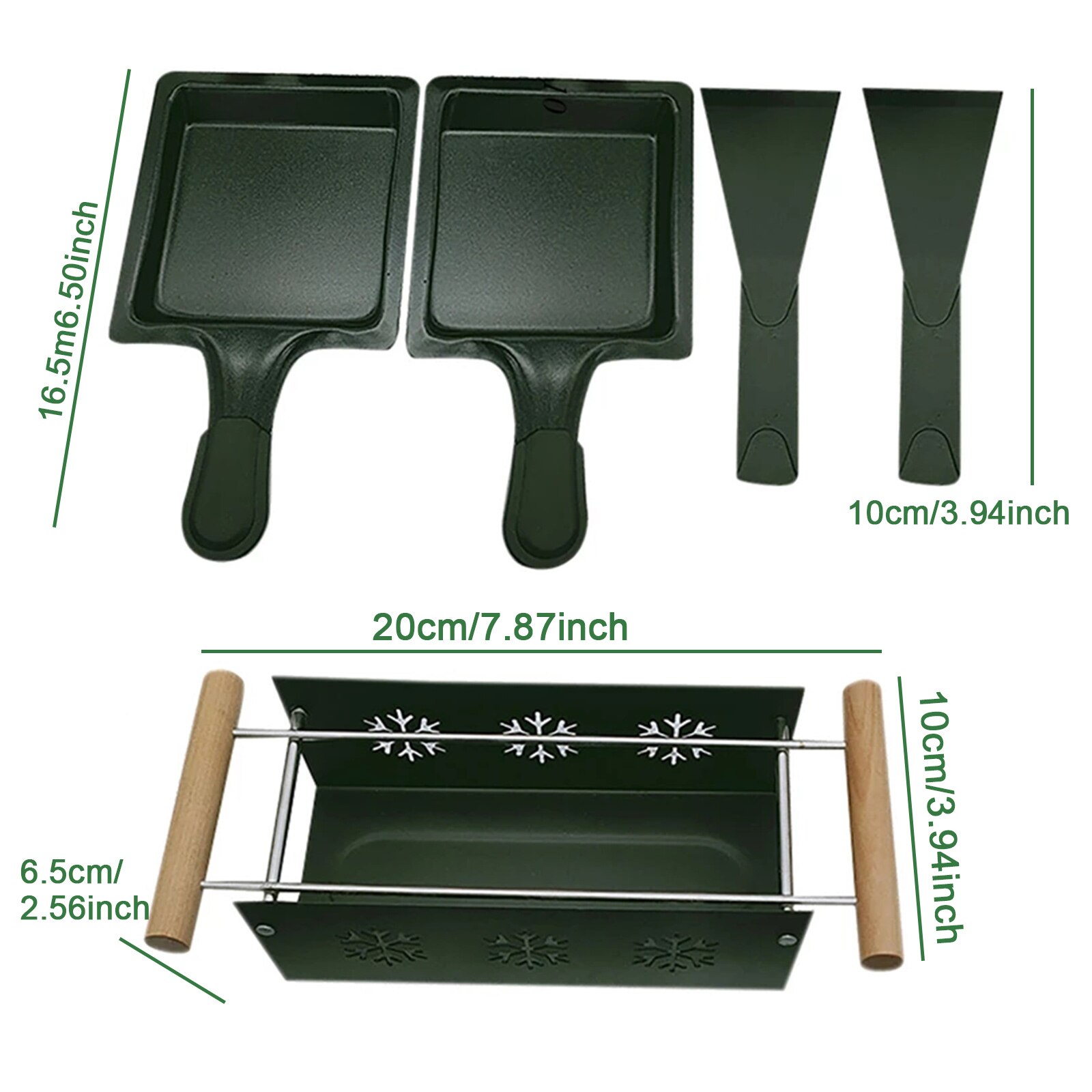 2 Pcs Non-stick Metalen Kaas Raclette Oven Grill Plaat Rotaster Bakplaat Kachel Set Boter Kaas Bakken Pan bakken Tool: Default Title