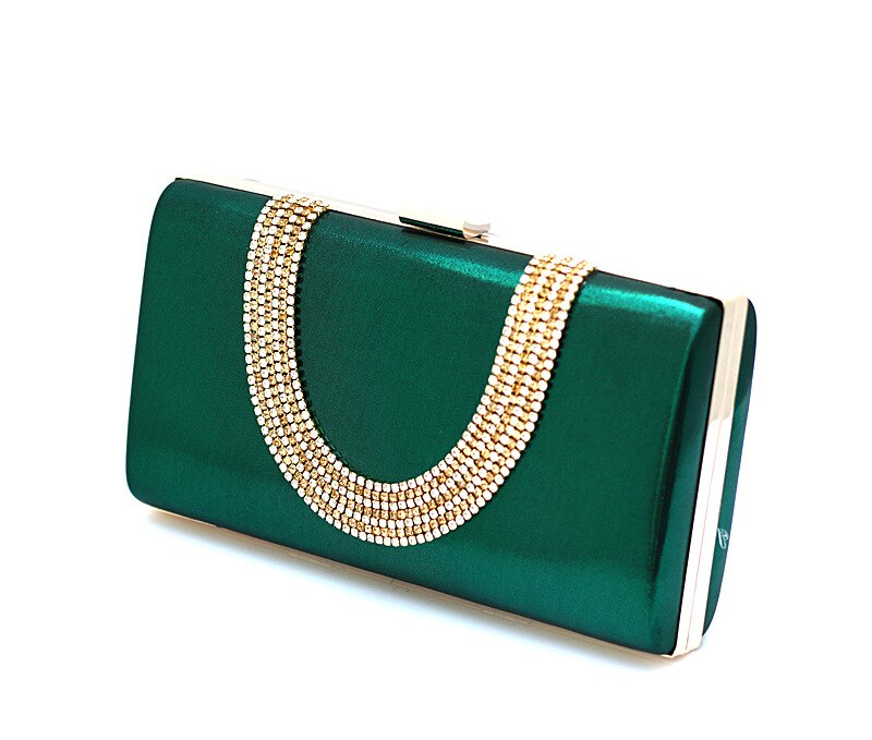 Vrouwen Avondtasje Luxe Zwart/Zilver Wedding Party Bag Diamond Rhinestone Koppelingen Crystal Bling Gold Clutch Bag PuWY139: green