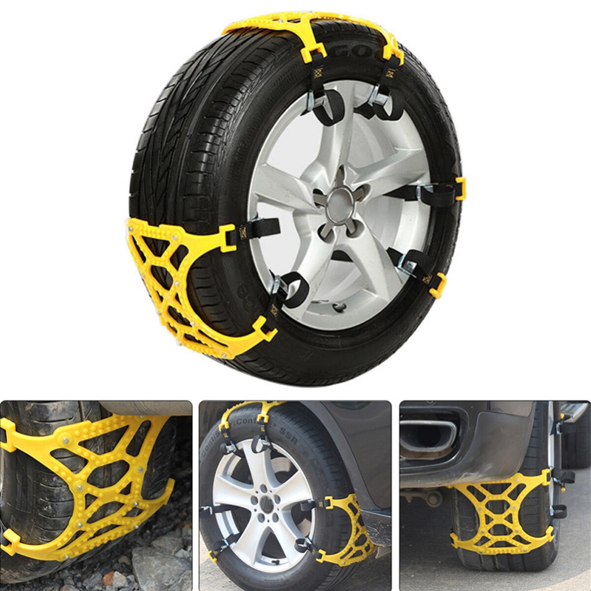 3 uds cadenas de nieve de TPU Universal traje de coche 165-265mm neumático invierno carretera seguridad neumáticos cadenas nieve escalada suelo de barro antideslizante