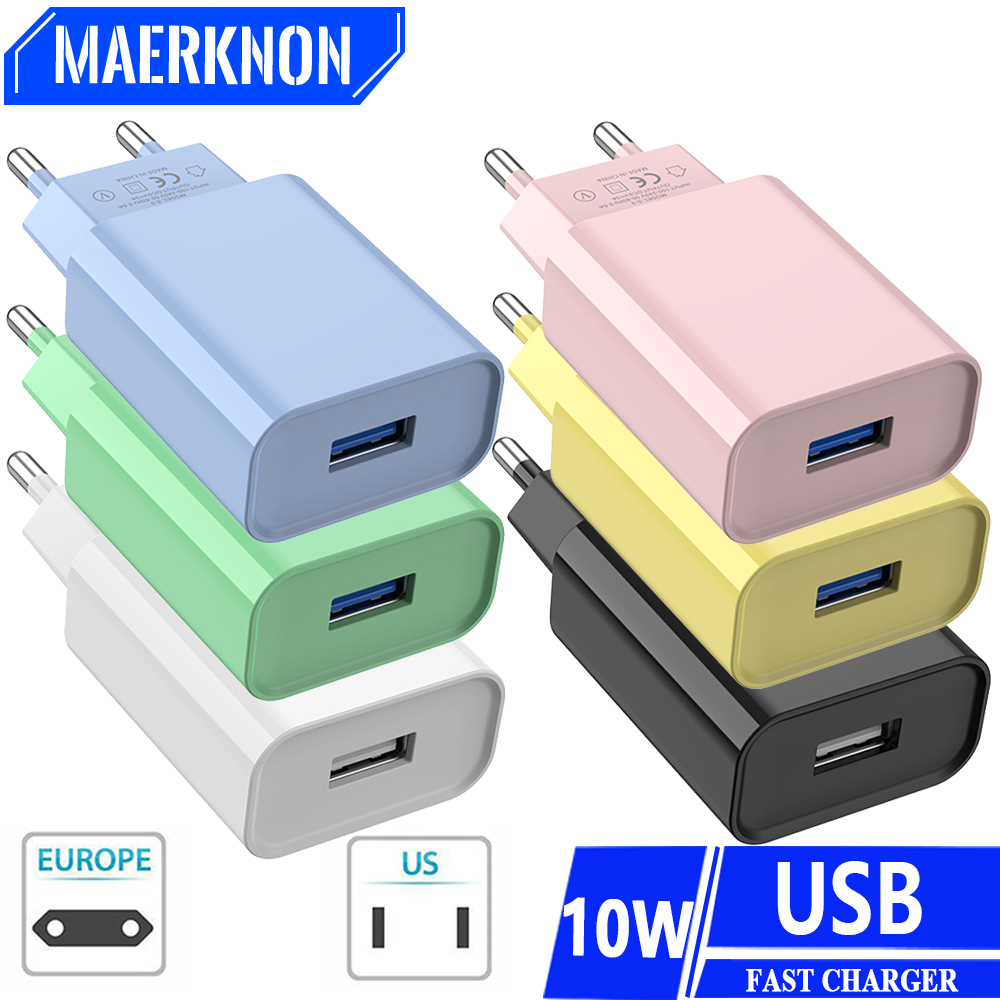 USB Charger Colorful QC3.0 10W Fast Charging Mobile Phone Travel Wall Adapter for Xiaomi 14Pro Samsung S24 Portable
