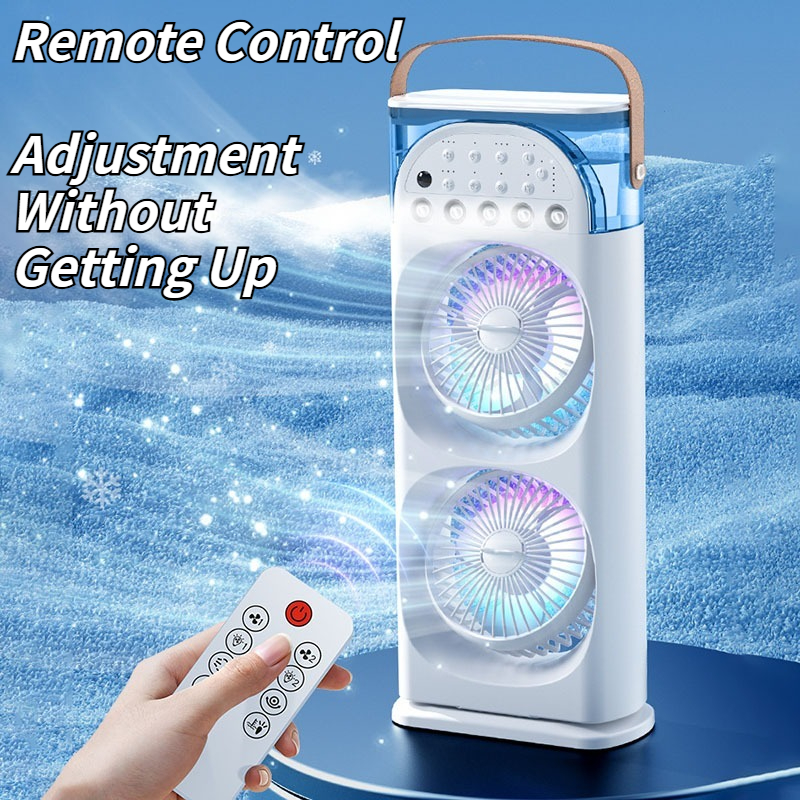 2025 Schreibtischventilator mit 5-Wege-Nebelkühlung – oszillierend, Aromatherapie, bunten LED-Lichtern und Timer für Zuhause oder Büro