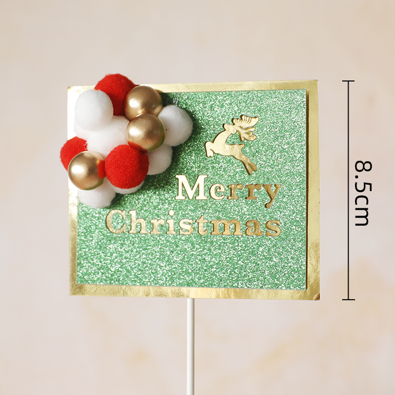 Merry Christmas Cake Topper Elk Antler Pine Cone Branch Garland Pine Tree Year Baking Cake Decoration Christmas Wreaths