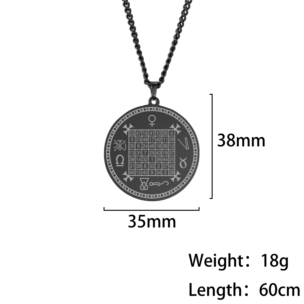 LIKGREAT-collar de Saturno, Júpiter, Solomon, Cuadrado mágico talismán de acero inoxidable, colgantes ocultos, joyería, de Navidad: 15