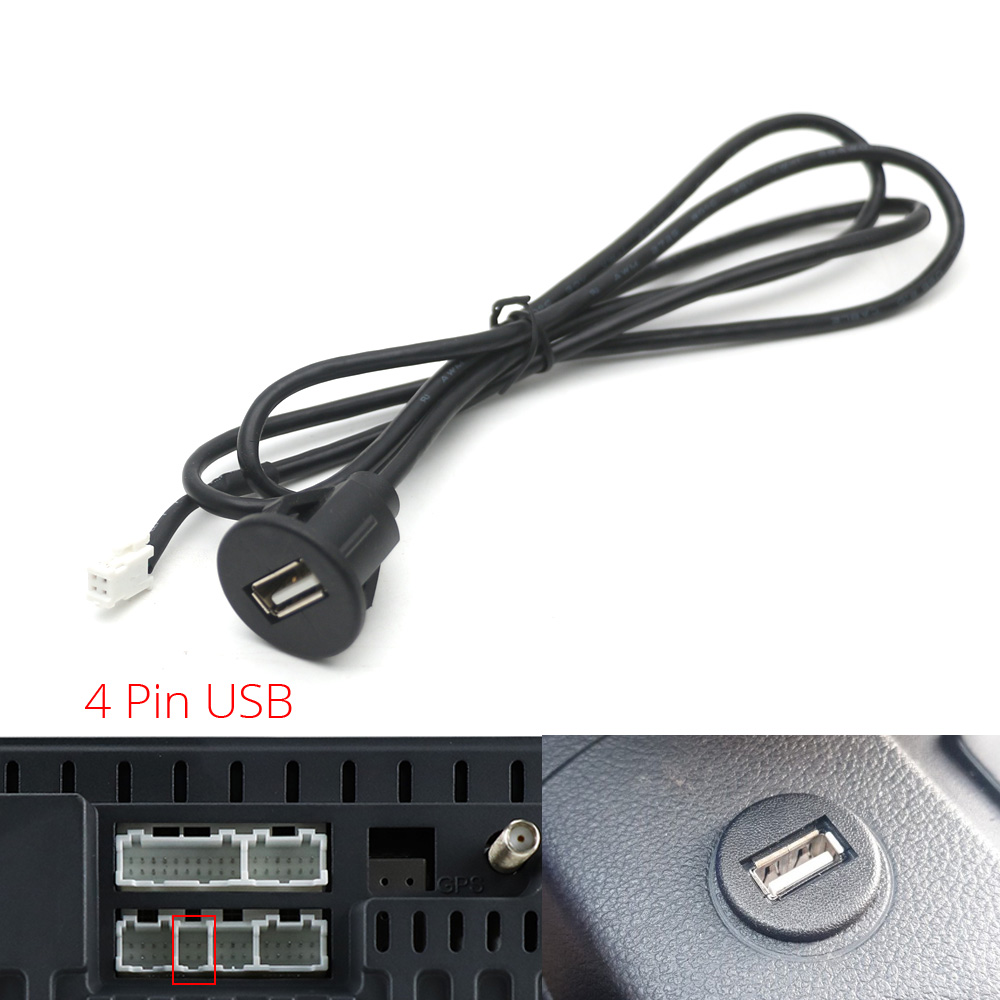 Adaptateur de câble de panneau de montage de tableau de bord USB, ventilateur de refroidissement pour Android, limitation de l'unité principale, autoradio CD, audio stéréo, 4 broches, 6 broches: Bleu