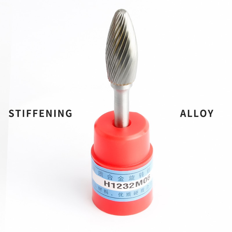 Lima rotativa en forma de antorcha para tallado de madera, cabezal de molienda de carburo de tungsteno de acero, 1 Uds.