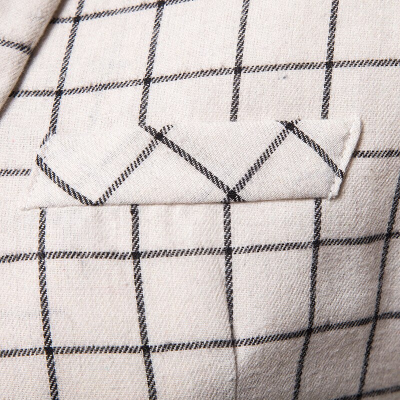 Veste Blazer blanc à carreaux pour hommes Glen flambant neuf un bouton pointe revers hommes Blazers affaires jolie pochette Masculino
