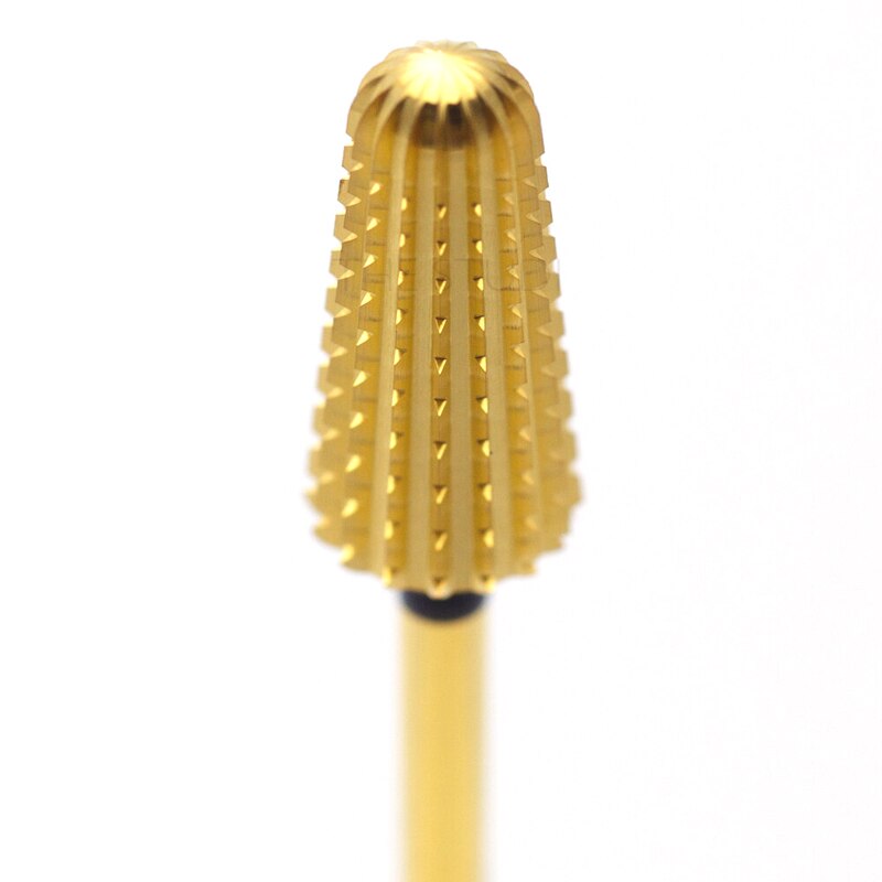 Xf-xc-brocas para manicura de uñas, brocas de taladro eléctrico de 5 vías con barril de carburo dorado, broca para uñas