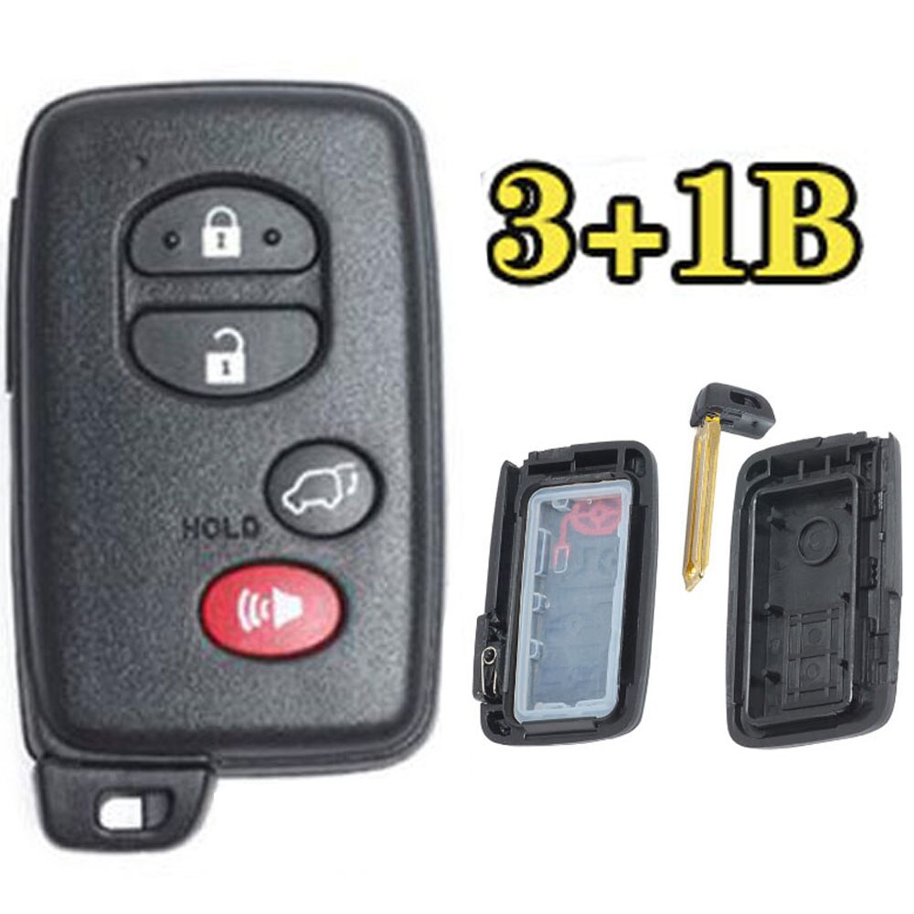 Voor Toyota Prius Land Cruiser Vervanging Remote Autosleutel Shell Case Fob 2/3/2 + 1/3 + 1 Knop met Ongesneden Blad HYQ14AAB Zwart: 3 with Panic Button