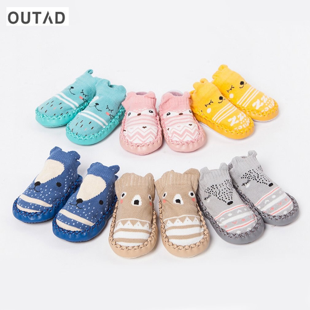 OUTAD Baby Socks Shoes With Rubber Soles Infant Sock Hotborn Autumn Winter Children Floor Socks Shoes Anti Slip Soft Sole Socks