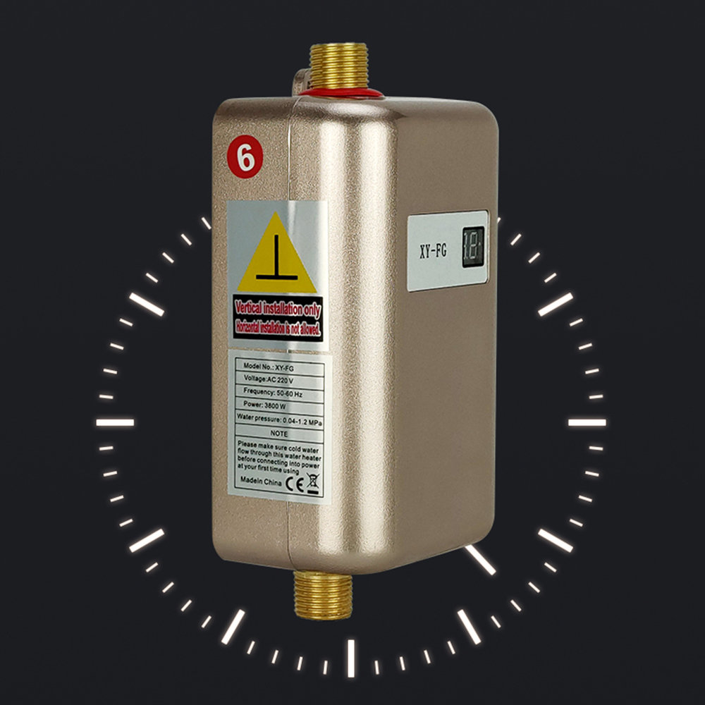 3800W Electric Water Heater Instantaneous Shower Flow Fast Heating Kitchen Bathroom Stainless Steel Tankless Water Heater