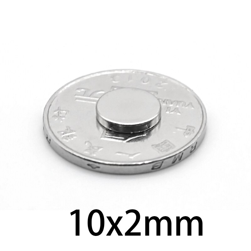Imán redondo para nevera, disco circular de neodimio permanente, imanes fuertes NdFeB de 10x2mm, 10-800 Uds.