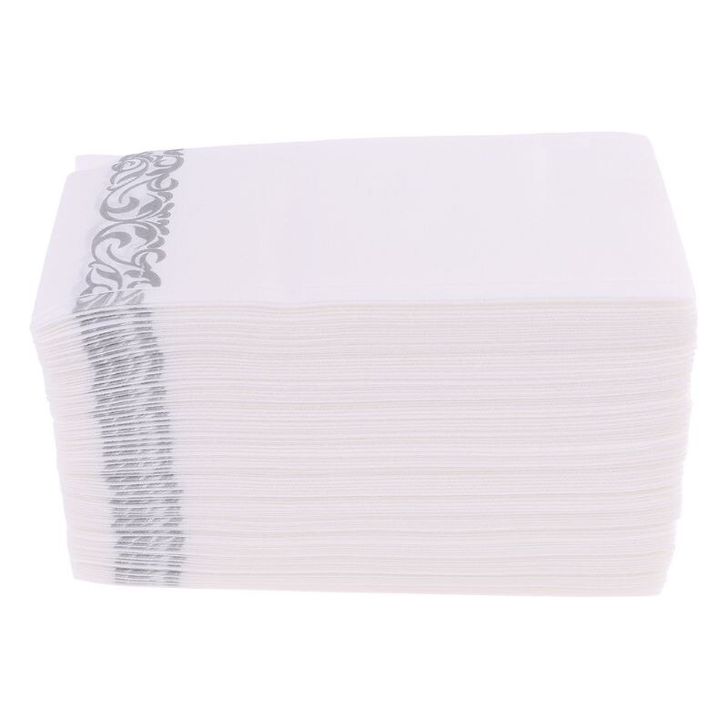 Wegwerp Linnen-Voelen Gast Handdoeken-Decoratieve Witte Handdoeken, Zilveren Bloemen Doek-Zoals Papier Servetten