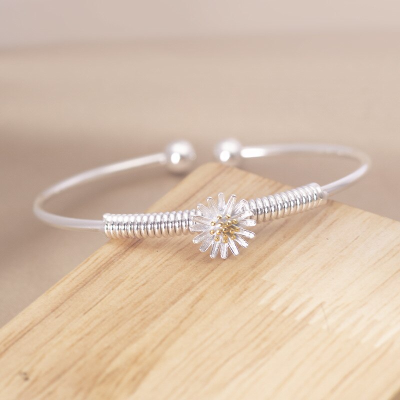 Pin de Plata de Ley 925 para mujer, adorno de flor de simulación encantador, pulsera colorida de estilo de niña, de Navidad: 019