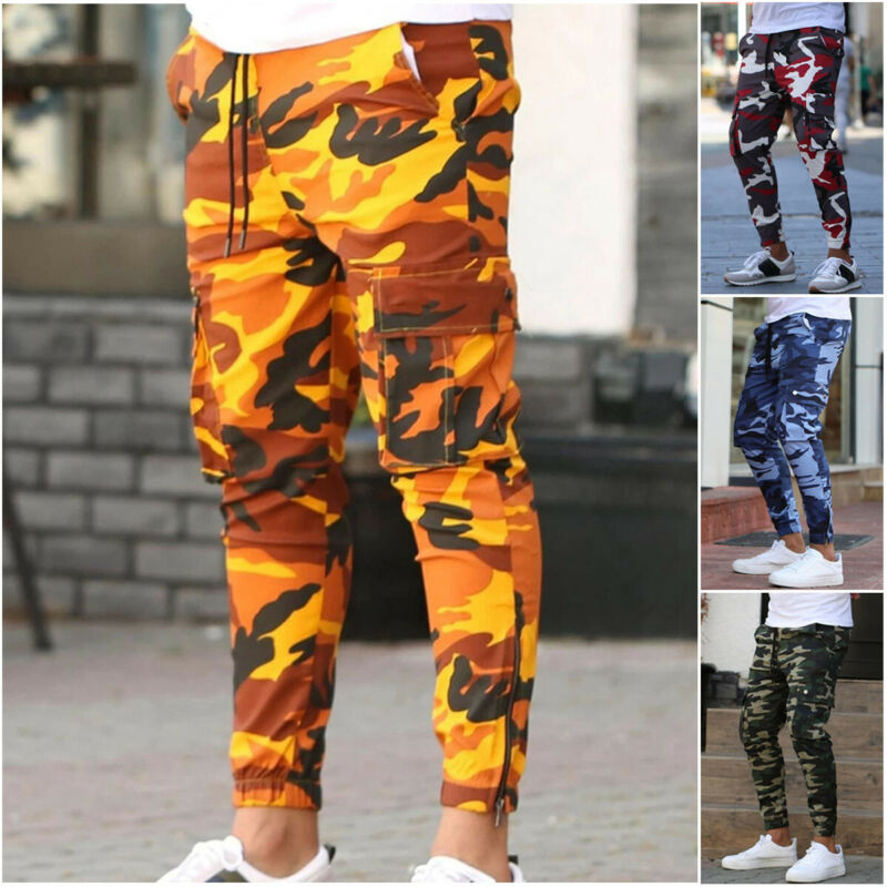 Herr dagliga casual kamouflage byxor herr elastiska bekväma byxor herr camo harem byxor sport joggare byxa hane