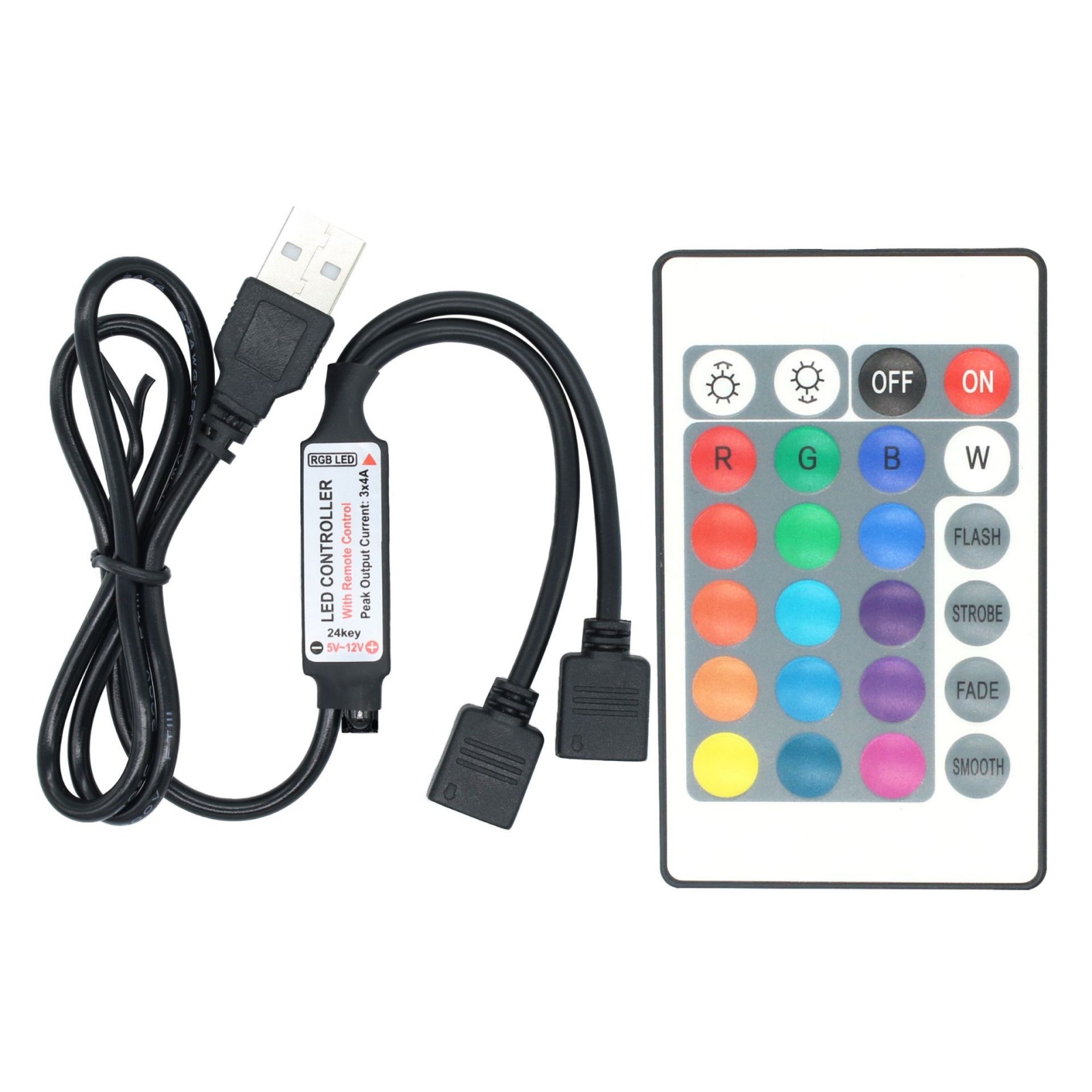 USB RGB Controller DC 5V Mini 3Key 24/44Key IR Bluetooth 17Key RF Wireless Remote Control For LED Strip light Tape Ribbon Lamp: Wathet