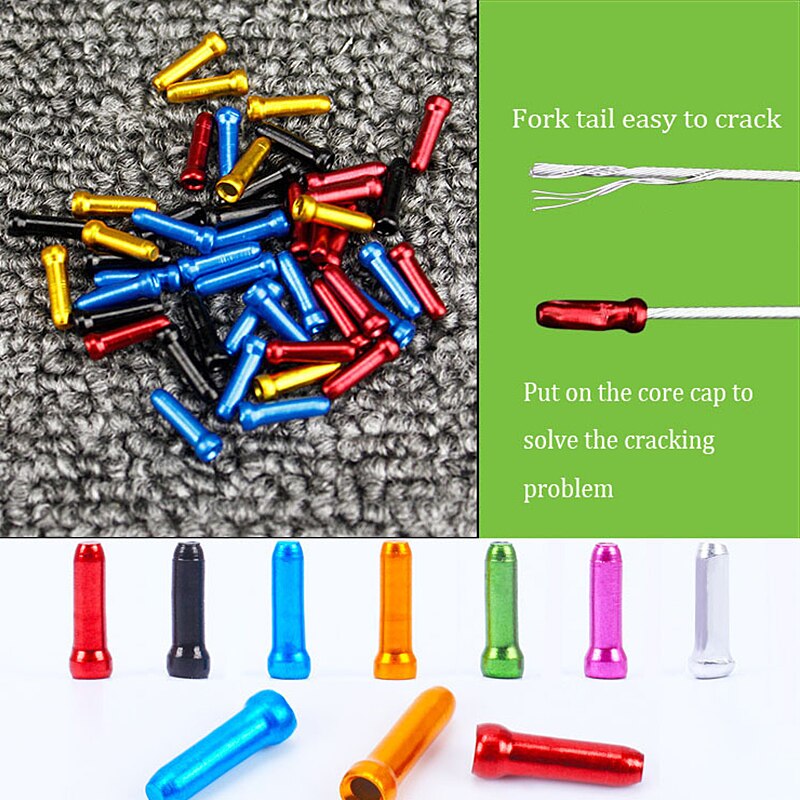 50Pcs Bicycle MTB Brake Wire End Core Caps Cable Aluminum Cover Gear Bikes Parts Cycling Equipments Bicycle Accessory