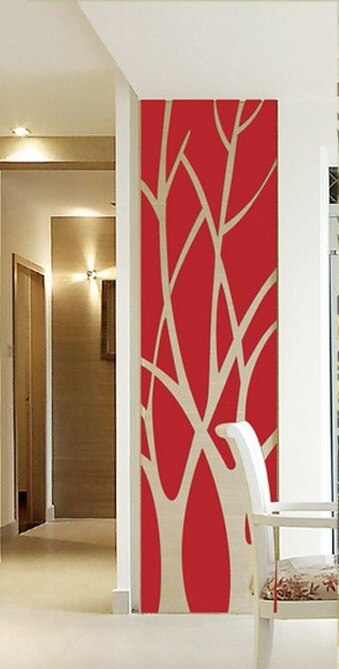 3d skyer mønster akryl spejl wallstickers stue soveværelse indgang tv baggrund dekorativ boligindretning: Rød / L  1850 x 500mm