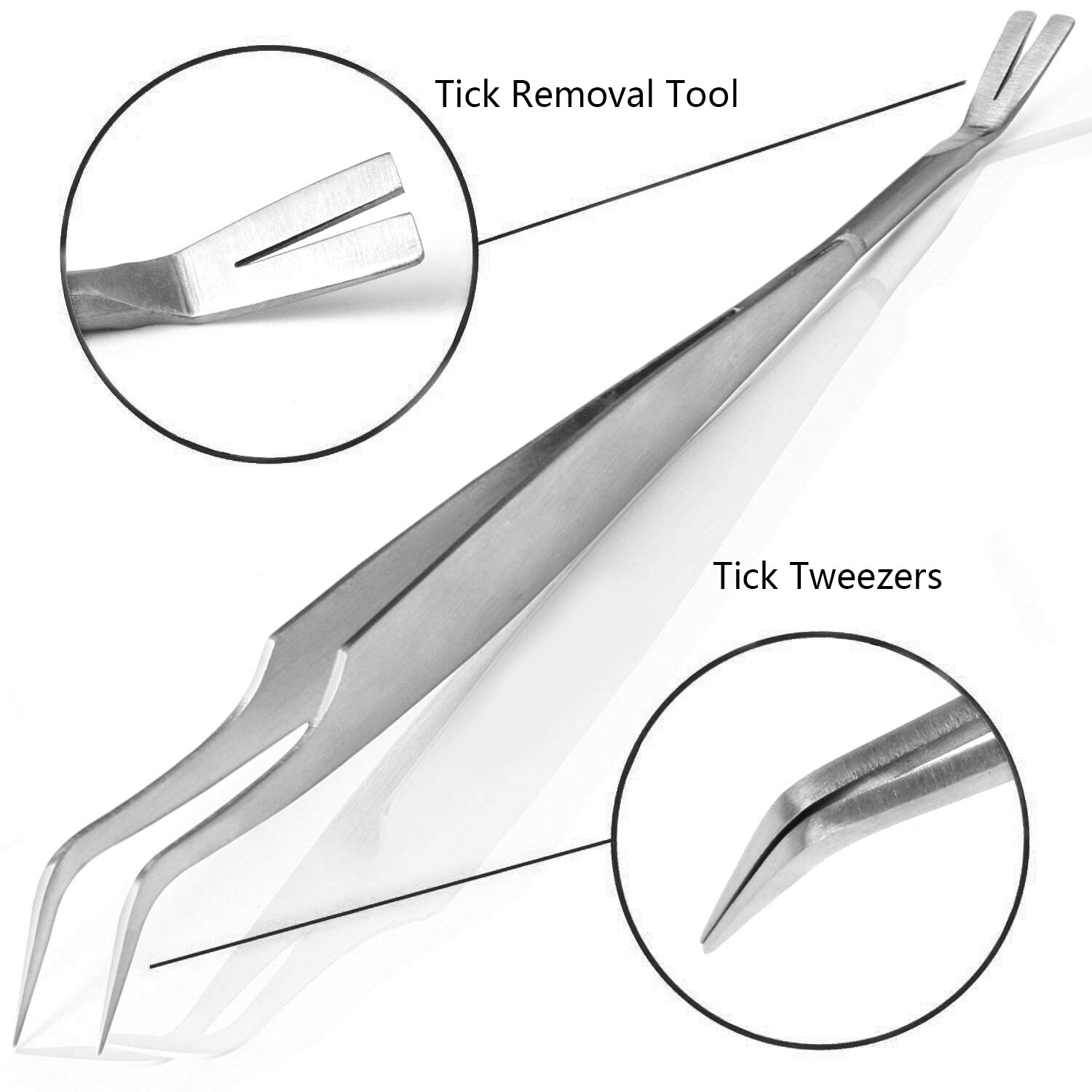 2 In 1 Stainless Steel Tick Tweezers Quick Tick Removal Tool For Cat Dog People Pet Supplies Dog Tick Removal