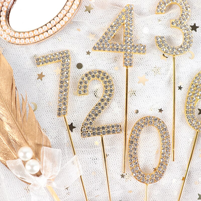 Digitale Kuchen Topper 0-9 Strass Anzahl Geburtstag Jahrestag Partei Kuchen Dekoration Werkzeug Backen Karte Hochzeit Dekoration