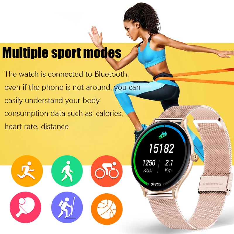 LIGE Full Circle Touch Screen Luxury Smart Watch Women Smart Wristband Fitness Bracelet Men Heart Rate Waterproof Smartwatch
