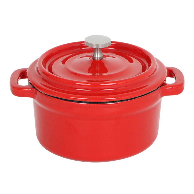 Qianle Ou-olla pequeña para sopa, olla para guisar, 10cm, 12cm, 14cm, Mini olla de hierro fundido para comida de bebé, Cocina Para el hogar: 10cm - All Red