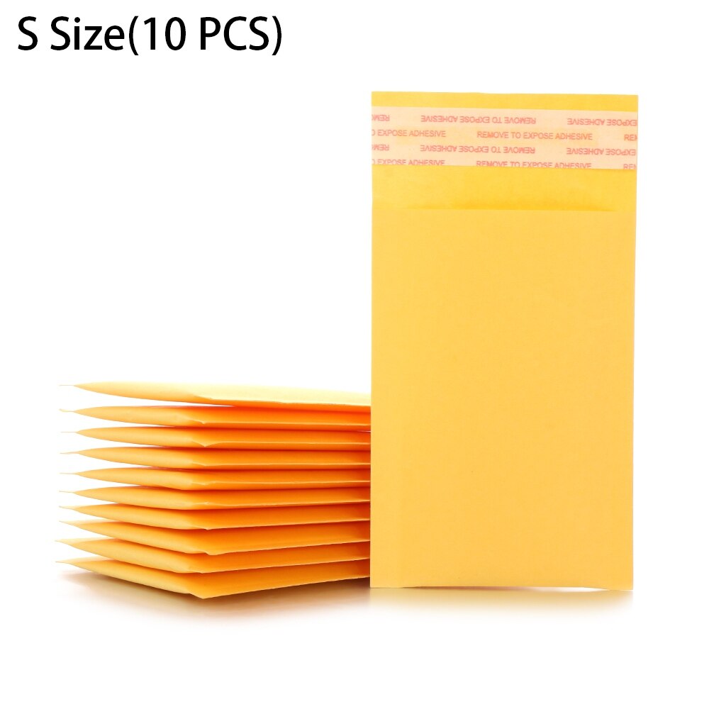 10PCS Kraft Paper Bubble Mailers Bags Padded Envelopes Bag Self Adhesive Seal Bag Courier Packaging Storage Bags: S Size