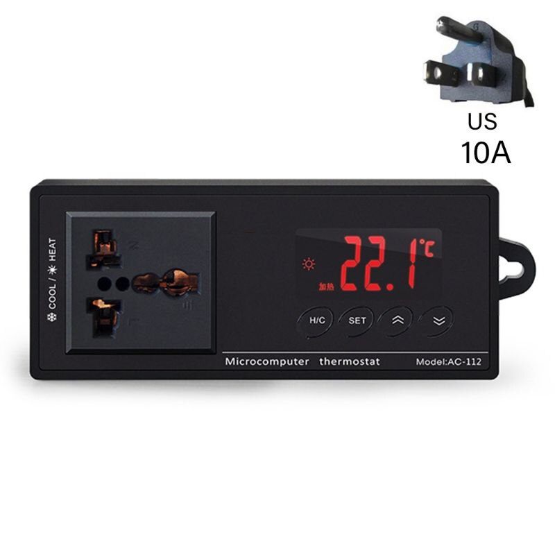 10A AC-112 Outlet Pet Thermostaat Digitale Temperatuurregelaar Aquarium Heater: Plug Type US