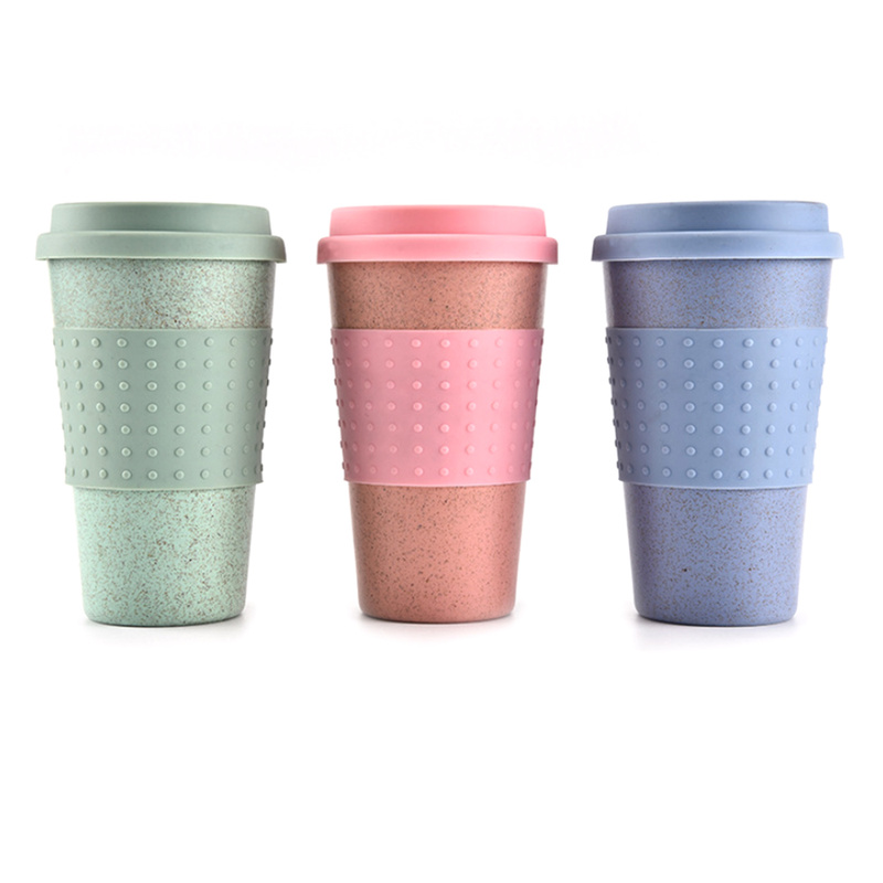 Tarwe Stro Plastic Koffie Cups Reizen Koffie Mok Met Deksel Reizen Gaan Cup Portable voor Outdoor Camping Wandelen picknick