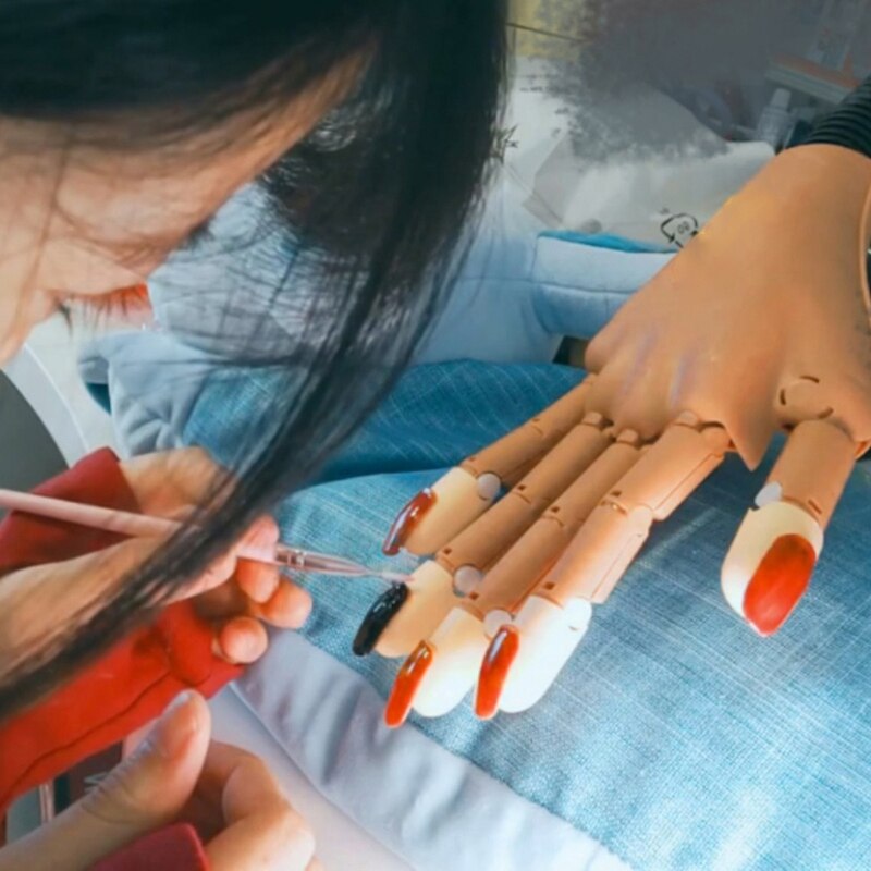 Manicure Practice Hand Flexible Reusable Hand Model Bendable Finger With Nail Tips Adjustable Training Model Hands Nail Art Hand