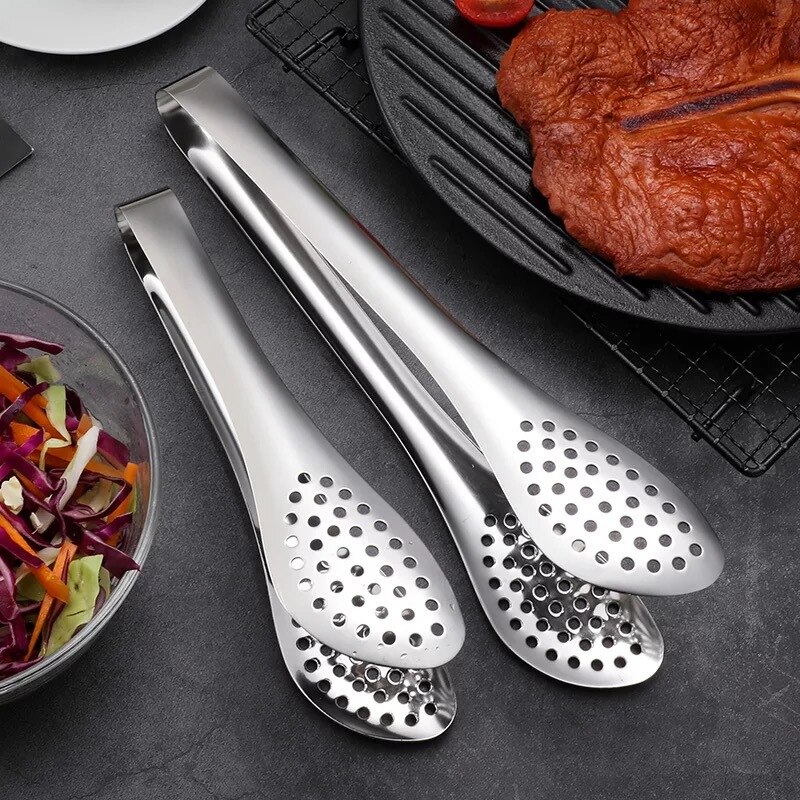 Stainless Steel Food Tongs BBQ Kitchen Cooking Food Serving Buffet Utensil Clip Thickened Steak Clip Bread and Food Tongs