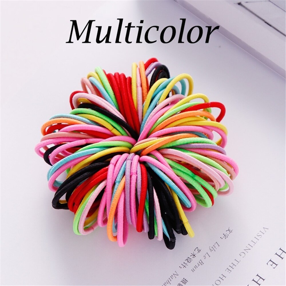 100 stks/partij Meisjes Snoep Kleuren Nylon 3CM Elastiekjes Kinderen Veilig Elastische Haarbanden Paardenstaart Houder Kids Haar Accessoires