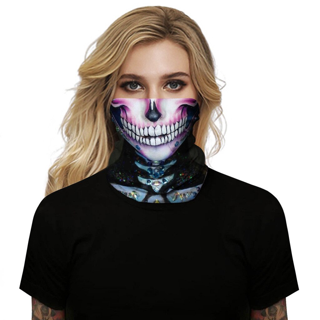 Unisex Skull Bandana Face Halloween Scarves Seamless Digital Print Neck Gaiter Tube Mask Unisex UV Sun Smooth Breathable scraf: Red 