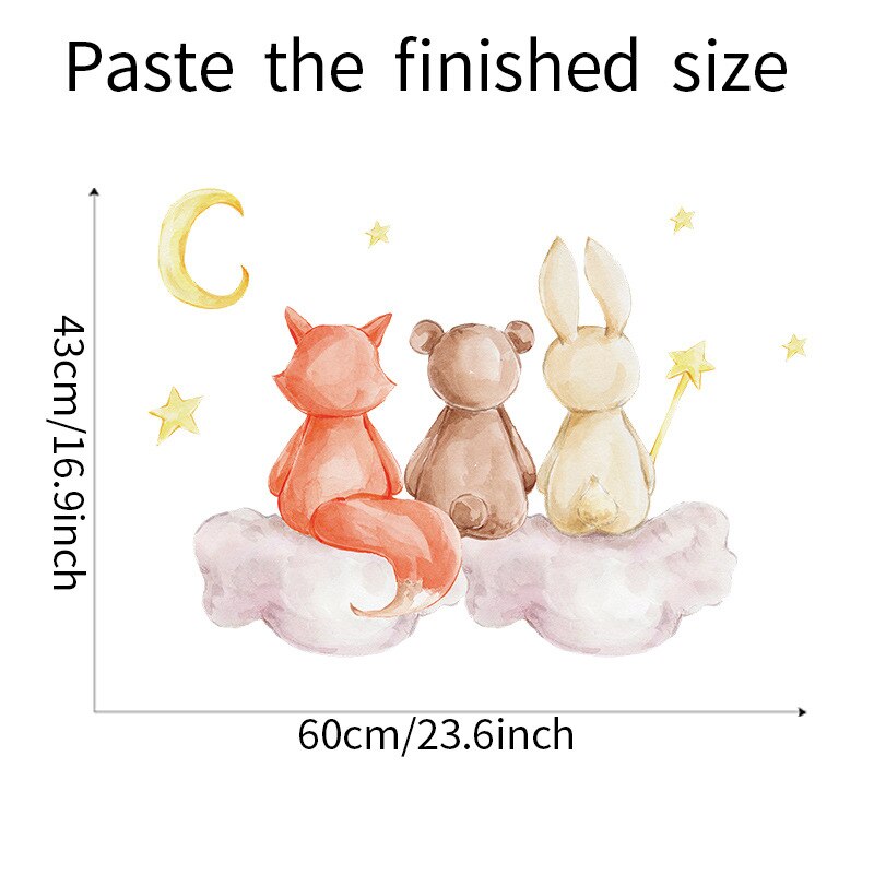 Uroczy niedźwiadek animowany Bunny naklejki na ścianę gwiazda księżyc na pokoje dla dzieci pokój dziecięcy tapeta z dekorem dziewczyny chłopcy sypialnia przedszkole naklejka: H