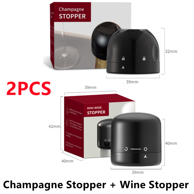 Tapón de silicona sellado para botella de vino tinto, tapón de silicona para conservar la frescura, uds, , 2 tapón para botella de Champagne: Rojo