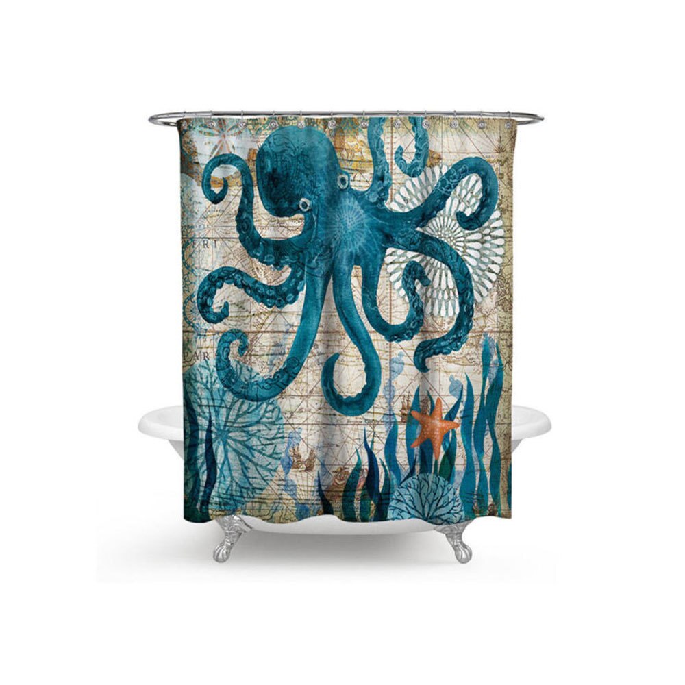 Printing Animal Bath Mat and Shower Curtain Set Absorbent Toilet Mat Bathroom Carpet Non-slip Foot Mat Microfiber Bath Mat