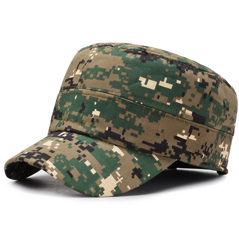 Gorra de camuflaje Digital, gorros de camuflaje tácticos para hombres, gorra plana con orejeras, gorra de béisbol para el ejército al aire libre, gorras de Hip Hop para hombres: green