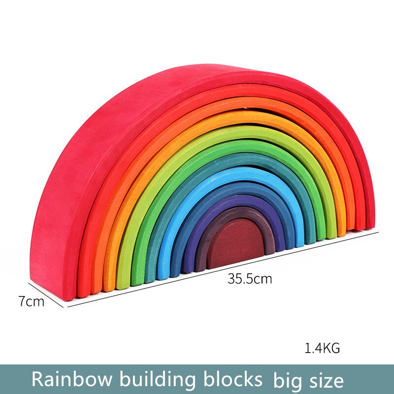 Baby Spielzeug 12Pcs Regenbogen Blöcke Kinder Große Kreative Regenbogen Bausteine Holz Spielzeug für kinder Montessori Pädagogisches Spielzeug