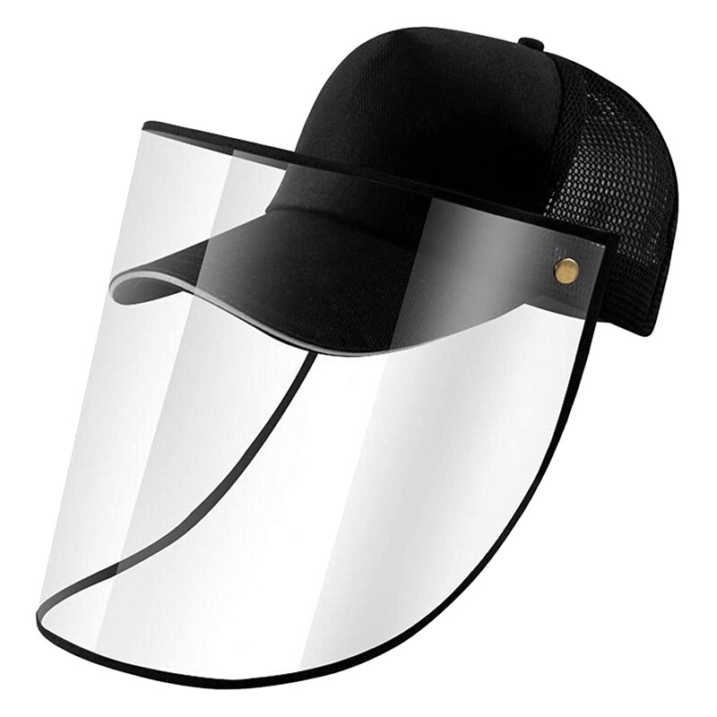 Peaked Hat Dustproof Cover Baseball Cap Adjustable with Clear Face Shield: Default Title