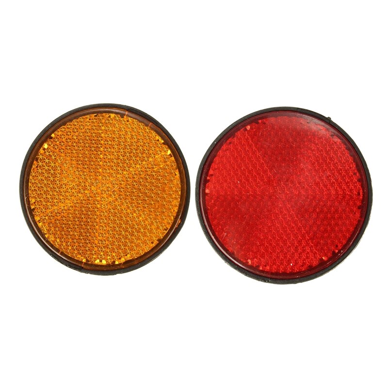 4 Pcs 2 Inch Round Reflector Universal for Motorcycle ATV Dirt Bike, Orange & Red