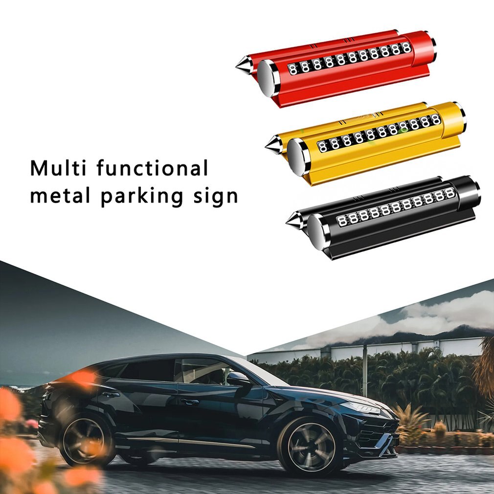 Vehicle Temporary Parking Sign Multifunctional Aroma Bracket Metal Parking Sign Temporary Parking Number Sign Safety Hammer