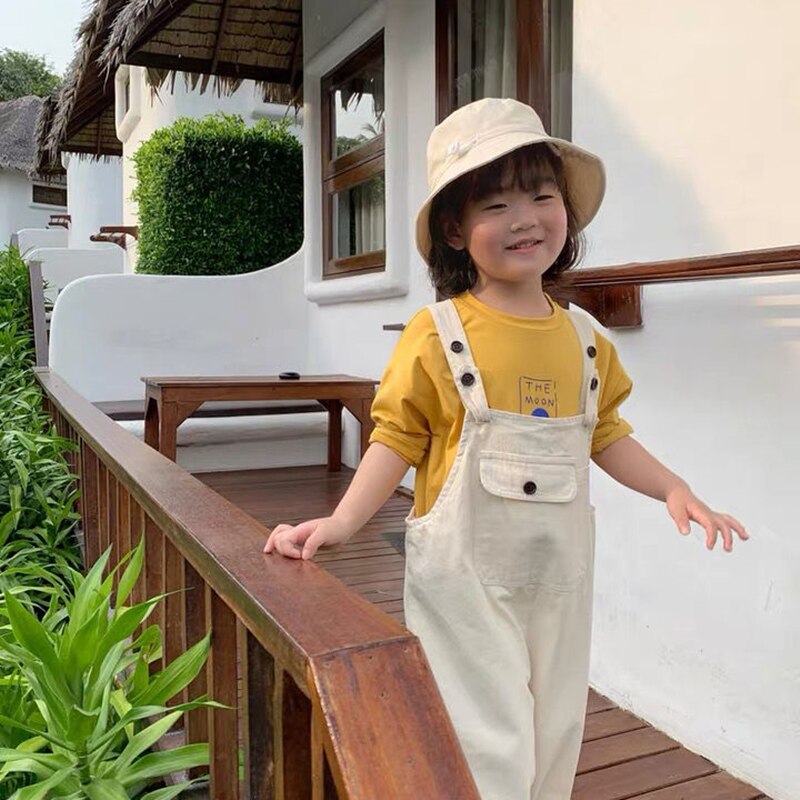 Combinaison une pièce jaune/blanc pour enfants, salopette décontractée, couleur unie, pour garçons et filles, ample, printemps automne,