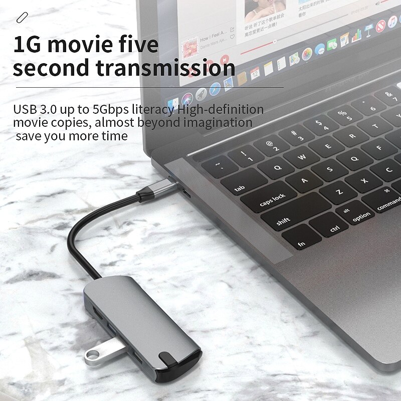 4 in 1 USB C Laptop Docking Station 3 USB 3.0 + 4K HDMI + Type C Dock USB HUB/Type C Data Hub